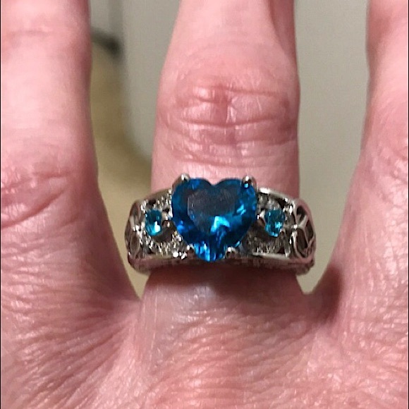 🆕🔥STERLING SILVER GORGEOUS TOPAZ HEART/2SMALL❤️SIDES&MIDDLE ANGEL WINGS👀PICS - Picture 4 of 15